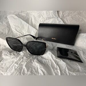 MaxMara Black Women's Sunglasses with Gold Accents and Case MM0-112K